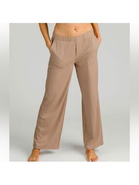 ZYIA Active Tan Presidio Peak High Rise Wide Leg Pull On Athleisure Pants